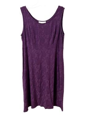 Vintage Karin Stevens Petites Eggplant Purple Sleeveless Dress Crinkle Texture